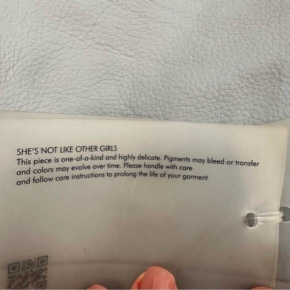 VIAVIA Genuine Leather Oversized Moto Jacket In Clear Sky Blue Size M - Picture 7 of 7